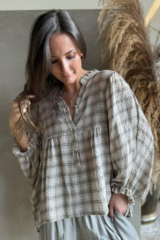 Greta Check Hugh Shirt Mocha